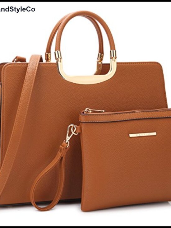 Handbags - Vegan PU Pebbled Leather Satchel Handbag & Wallet Set